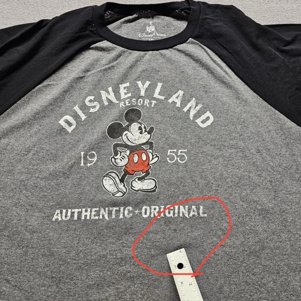Disney‎ Parks Disneyland Resort Mickey Mouse Raglan Baseball Tee Gray Black XXL
